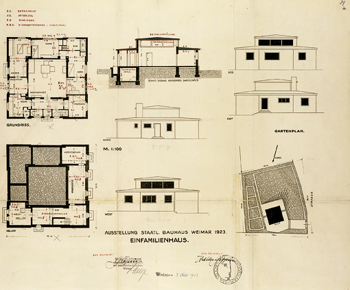 Baugesuch für das "Haus Am Horn". Entwurfsplan, Georg Muche, 1923.