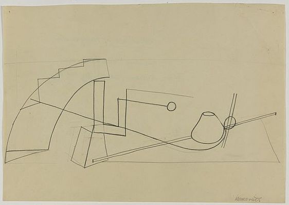 Analytische Zeichnung aus dem Unterricht Kandinsky, Bauhaus Weimar, Autor: Ida Kerkovius, 1922–1923.
