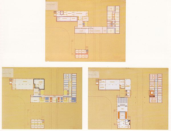 Farbplan des Bauhauses, Bauhaus Neubau, Autor: Hinnerk Scheper, 1926.