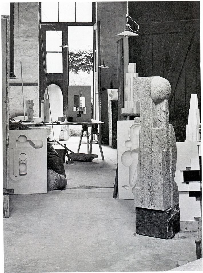 Werkstatt für Steinbildhauerei, Bauhaus Weimar, Foto: unbekannt, 1923.