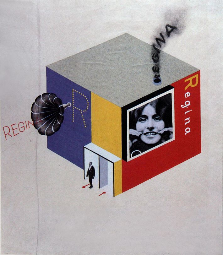 Entwurf für den Multi-Media-Messestand eines Zahncreme-Herstellers, Autor: Herbert Bayer, 1924.