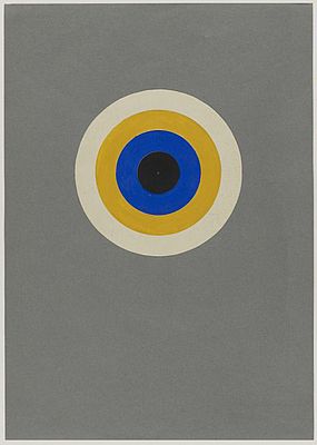 Farbkreis Schwarz, Blau, Gelb und Weiß, aus dem Vorkurs bei Wassily Kandinsky, Autor: Heinrich Neuy, Bauhaus Dessau, 1930.