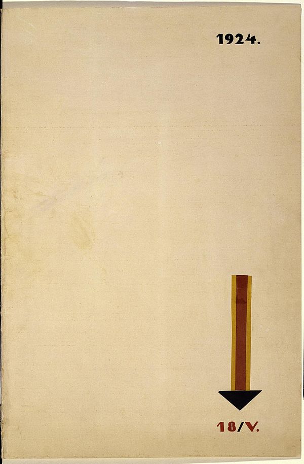 Mappe der Bauhausmeister zum Geburtstag von Walter Gropius am 18. Mai 1924, Deckel der Mappe, Autor: László Moholy-Nagy, 1924.