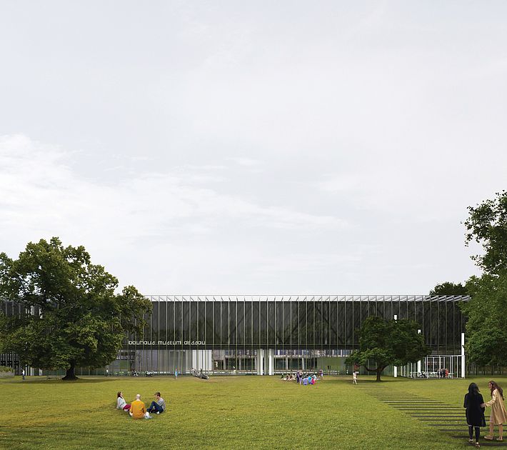 Siegerentwurf Bauhaus Museum Dessau, Rendering Außenansicht. Entwurf: González Hinz Zabala (addenda architects), Barcelona.