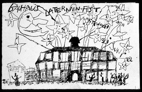 Postkarte zum Laternenfest am 21. Juni 1922, Lithografie, Autor: Lyonel Feininger, 1922.