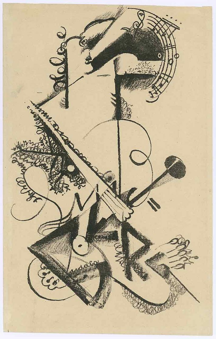 Ankündigungsblatt für den 8. Bauhausabend: Liederabend Helge Lindberg, Autor: Friedl Dicker, 1920.