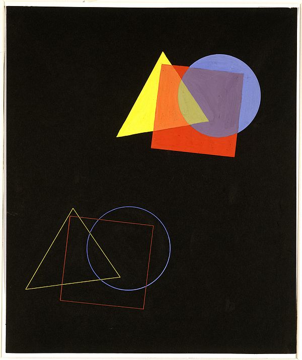 Die räumliche Wirkung von Farben und Formen, Übung aus dem Unterricht von Wassily Kandinsky, Autor: Eugen Batz, 1929.